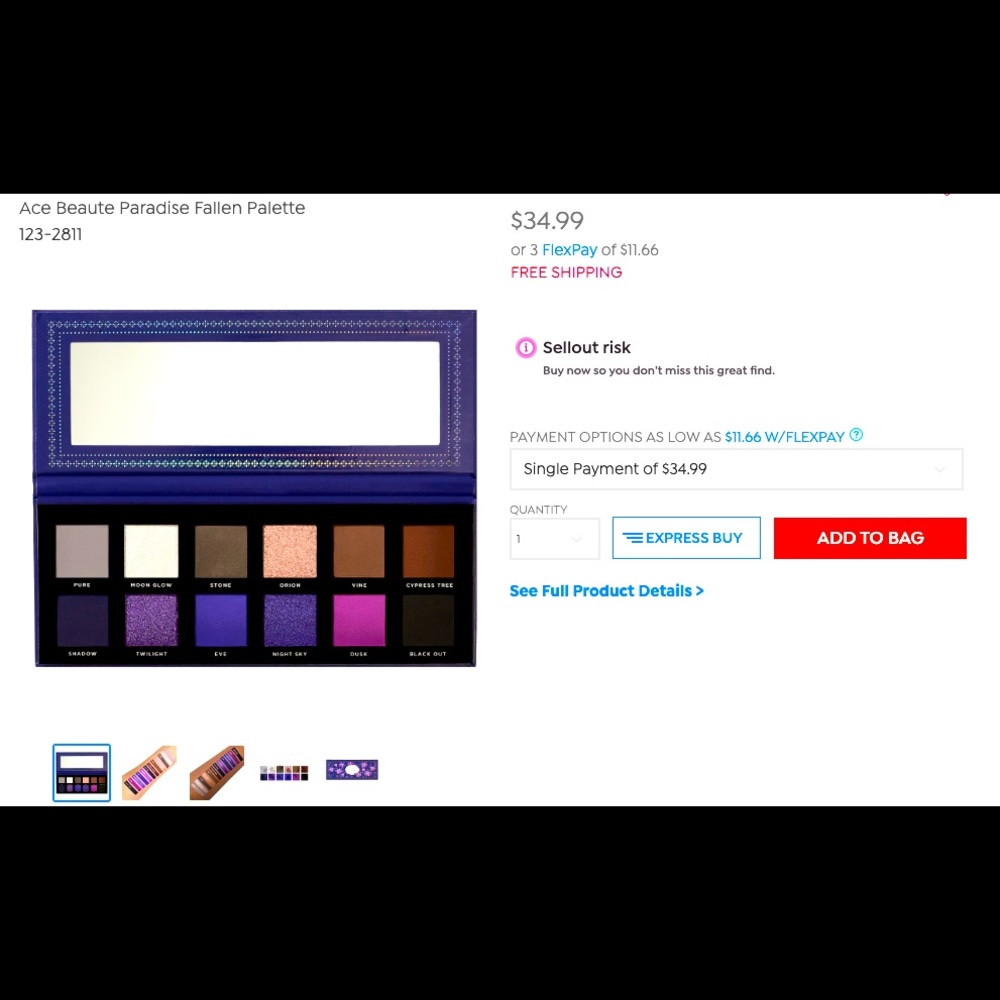 Ace Beaute Paradise Fallen pallete BRAND NEW